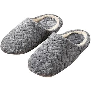 Generic Womens Summer Slippers Men Warm Shoes Soft Plush House Slippers Flip Flop Slippers For Women With Arch Support (Grey, 4)