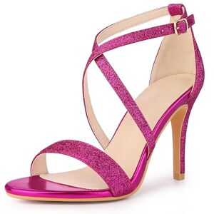 Perphy Glitter Crisscross Strap Stiletto High Heels Sandals For Women Hot Pink 5 Uk/label Size 7 Us