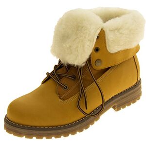 Footwear Studio Womens Keddo Tan Hi Top Warm Wool Lined Ankle Boots Uk 4