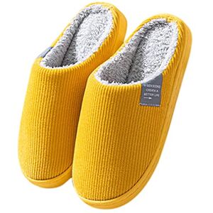 Iqyu Mules Slippers Unisex Slippers Women Men Comfortable Warm Hut Shoes Winter Warm Comfortable Plush Slippers Soft Autumn And Winter Soft Plush Comfortable Cotton Shoes, Yellow, 4 Uk