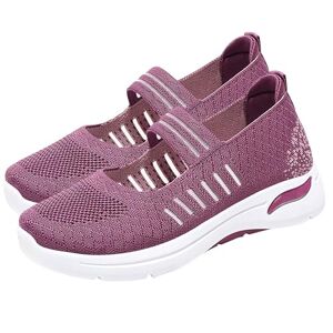 Generic Women'S Shoes Ankle Boots Flat Women'S Summer Flying Woven Soft Sole Breathable Lightweight Comfortable Casual Shoes Women'S Shoes Ankle Boots Sexy, Purple, 4 Uk