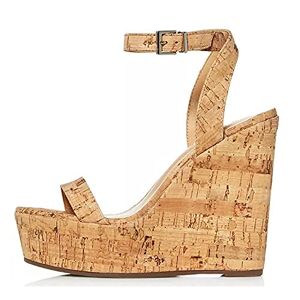 Liuguya High Heels Sexy 46 Wood Grain Ankle Buckle Ladies 17cm Wedge Sandals,Woodgrain-37