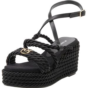 Pinko Women's Brigitte Wedge Braided Rope Sandal, Z99 Black Limousine, 2 UK