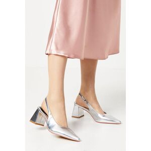 Oasis Venus Slingback Mid Block Heel Pointed Court Shoessilver White,Beige,Rose Gold,Silver 8,6,5,7,4,3 female