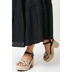 Oasis Gurli Mixed Material Woven Platform Espadrille Block Heeled Sandals Mono 8,7,5,4,3 female