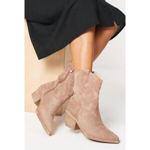 Oasis Jemma Stitch Detail Western Ankle Boots Beige 6,8,4,3 female