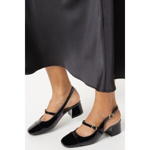 Wallis Womens Dalia Sling Back Mary Jane Low Block Heeled Court Shoes - True Black - Size: 5