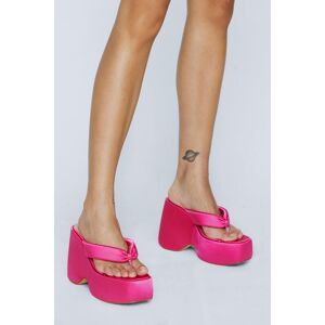 NastyGal Satin Platform Flip Flop Wedges