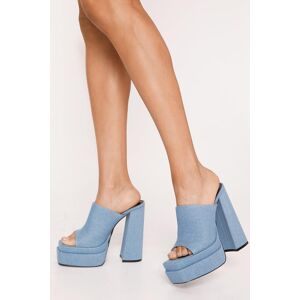 NastyGal Denim Fabric Double Platform Heels