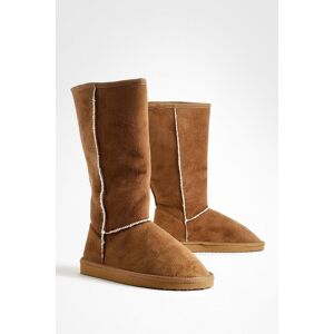 boohoo Calf High Cosy Shoe Boots