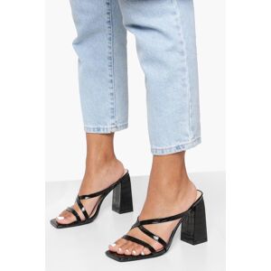 boohoo Wide Fit Square Toe Block Heel Mules