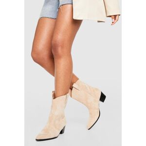 boohoo Basic Tab Detail Western Cowboy Ankle Boots