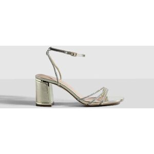 boohoo Metallic Embellished Low 2 Part Block Heel Sandals