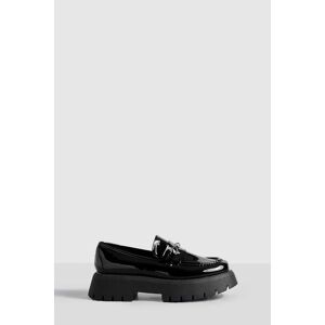 boohoo Wide Fit Platform Chunky Sole T Bar Loafers