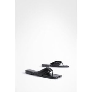 boohoo Square Toe Pu Flip Flops