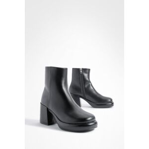 boohoo Chunky Sole Pu Platform Ankle Boots