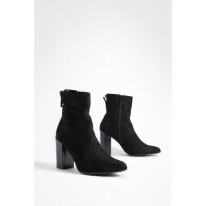 boohoo Block Heel Faux Suede Pointed Ankle Boots