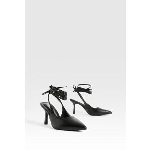 boohoo Strappy Tie Up Slingback Court Shoes