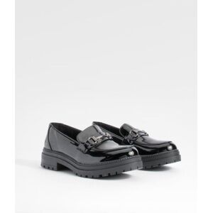 boohoo T Bar Chunky Patent Loafers