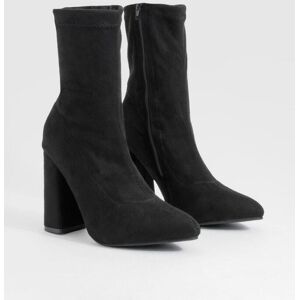 boohoo Wide Fit Block Heel Sock Boot