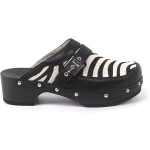 Scholl 'Pescura Clog' Zebra Leather & Wooden Sandal