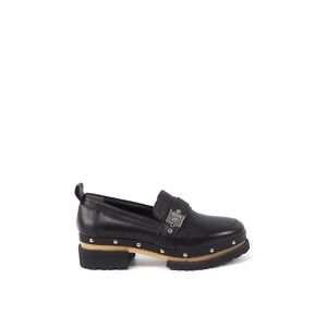 Scholl 'Kerry' Black Leather Chunky Loafer