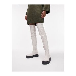 Topshop Womens Kate Chunky Over The Knee Boot In Off White - Size Uk 5