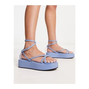Truffle Collection Womens Strappy Ankle Strap Flatform Sandals In Blue - Sky Blue - Size Uk 8