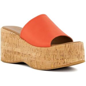 Dune London Womens Ladies Kion - Cork-Flatform Sandals - Orange Leather (Archived) - Size Uk 6