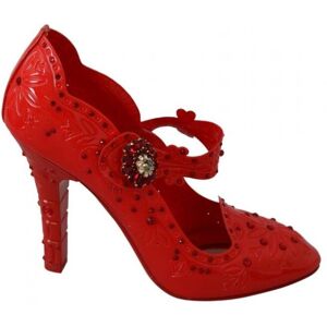 Dolce & Gabbana Womens Red Floral Crystal Cinderella Heels Shoes - Size Eu 40