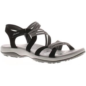 Skechers Womens Sandals Reggae Slim Summer Walking Touch Fasten Black Textile - Size Uk 6