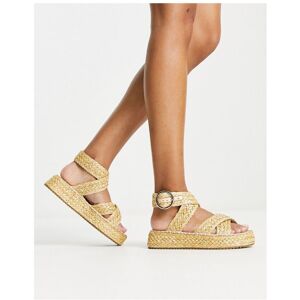 Asos Design Womens Journey Raffia Espadrille In Natural-Neutral - Stone - Size Uk 5