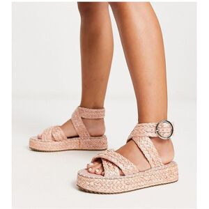 Asos Design Womens Wide Fit Journey Raffia Espadrille In Pink - Size Uk 3