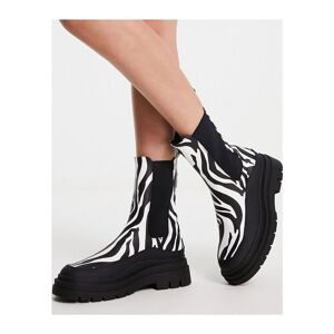 Asos Design Womens Antidote Chunky Chelsea Boots In Zebra-Multi - Black - Size Uk 5