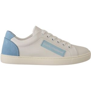 Dolce & Gabbana Womens White Blue Leather Low Top Sneakers Shoes - Size 35.5 Eu/it