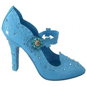 Dolce & Gabbana Womens Blue Floral Crystal Cinderella Heels Shoes - Size Eu 40