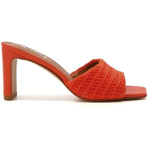 Dune London Womens Ladies March - Set Back Heel Mules - Orange Canvas (Archived) - Size Uk 3