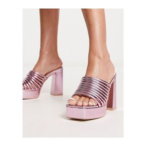 Raid Womens Stella Platform Mules In Metallic Pink - Size Uk 6