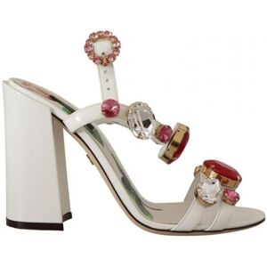 Dolce & Gabbana Womens White Leather Crystal Keira Heels Sandals Shoes - Size 35.5 Eu/it