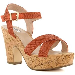 Dune London Womens Ladies Jillys - Braid-Strap Cork-Platform Sandals - Orange - Size Uk 6