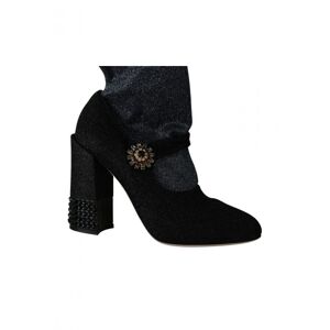 Dolce & Gabbana Womens Black Crystal Mary Janes Booties Shoes Nylon - Size Eu 39