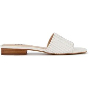 Dune London Womens Libra Lattice Flat Mules - White Leather - Size Uk 4