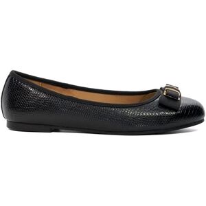 Dune London Womens Ladies Harlingtons - Bow Detail Croc-Effect Ballet Flats - Black - Size Uk 6