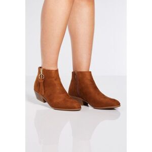 Quiz Womens Tan Ring Pull Ankle Boots - Size Uk 4