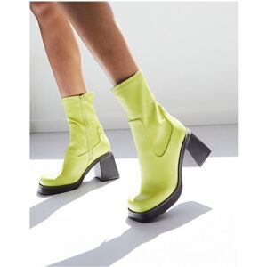 Asos Design Womens Reversed Mid-Heel Sock Boots In Green - Size Uk 5