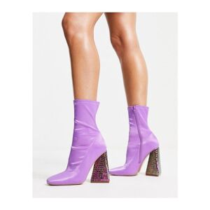 Asos Design Womens Edison Triangular Heel Sock Boots In Lilac-Purple - Size Uk 5