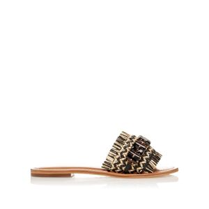 Dune London Womens Nilah Embellished Raffia Mules - Black - Size Uk 3