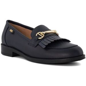 Dune London Womens Ladies Gesture - Metal-And-Fringe Trim Snaffle Loafers - Navy - Size Uk 7