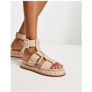 Asos Design Womens Jukebox Leather Fisherman Espadrilles In Cream-White - Size Uk 2