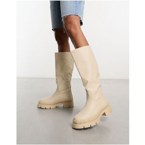 Raid Womens Challenge Chunky Flat Knee Boots In Ecru-White - Size Uk 4